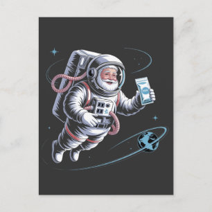 Santa Astronaut mit Spacesuit Festliche Weihnachte Einladungspostkarte