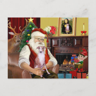 Santa at Zuhause - Whippet 7 - Santa Feiertagspostkarte