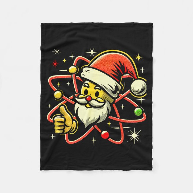 Santa Atom Christmas Thumbs Up Radiation Nuclear F Fleecedecke (Vorderseite)