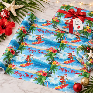 Santa auf den Wellen Frohe Weihnachten von der Küs Geschenkpapier