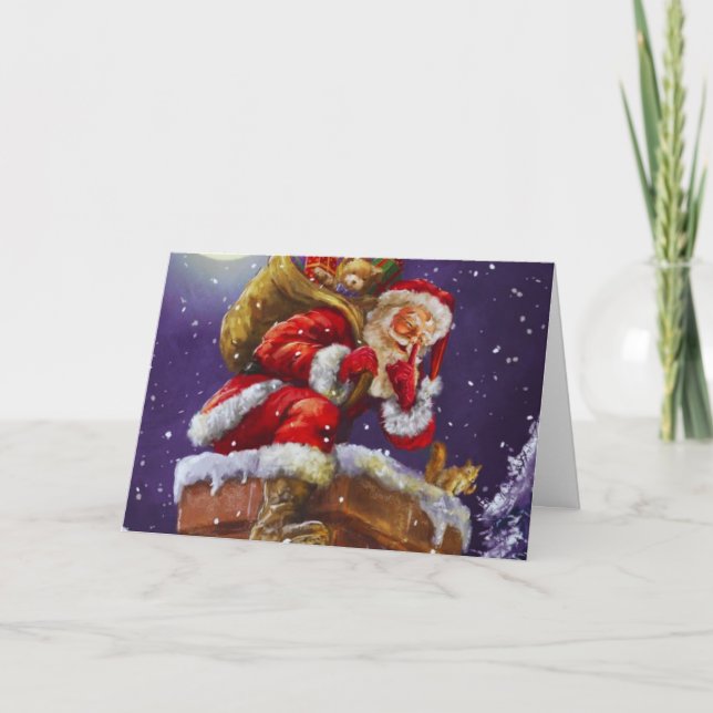 Santa auf der Dachterrasse Karte (Vorderseite)