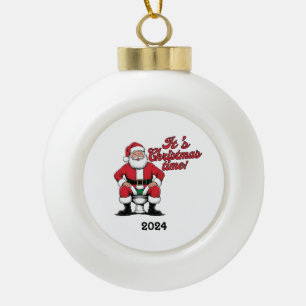 Santa auf der Toilette Weihnachten Weihnachten Keramik Kugel-Ornament