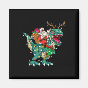 Santa auf Dinosaurier T Rex Rehkinder Jungen Männe Magnet