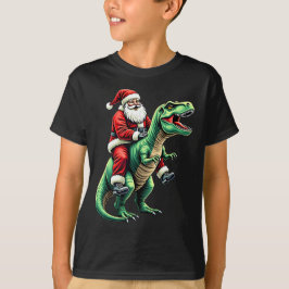 Santa auf Dinosaurier T-Shirt