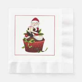 Santa auf einem Cupcake Weihnachtsbuch Napkins Serviette
