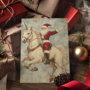 Santa auf einem Einhorn Weihnachten Weihnachtsfeie Karte