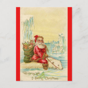 Santa auf einem Eisbären Feiertagspostkarte