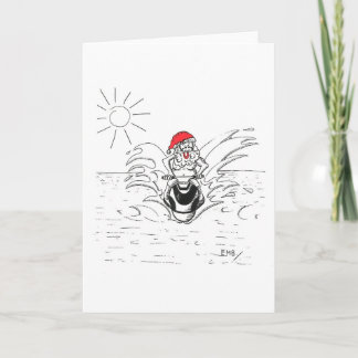 Santa auf einem JetSki Feiertagskarte