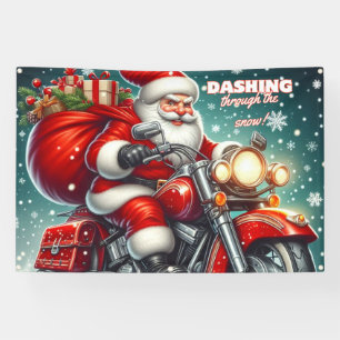 Santa auf einem Motorrad Banner