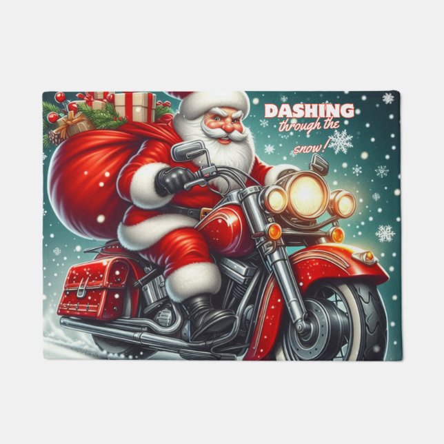 Santa auf einem Motorrad Fußmatte (Vorderseite)