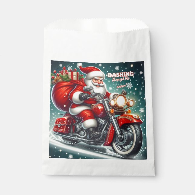 Santa auf einem Motorrad Geschenktütchen (Vorderseite)