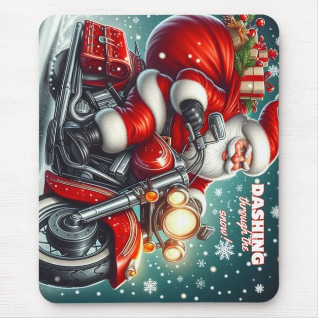 Santa auf einem Motorrad Mousepad (Vorne)