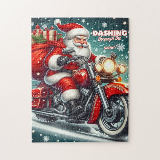 Santa auf einem Motorrad Puzzle (Vertikal)
