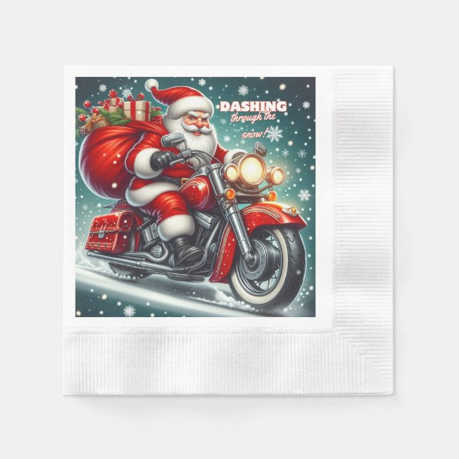 Santa auf einem Motorrad Serviette (Vorderseite)