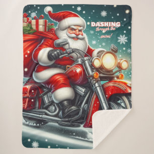 Santa auf einem Motorrad Sherpadecke