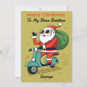 Santa auf einem Scooter mit Sonnenbrille und X-Mas Feiertagskarte