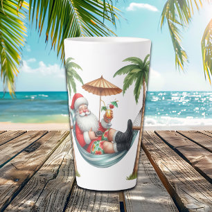 Santa auf einem tropischen Insel-Weihnachten Milchtasse