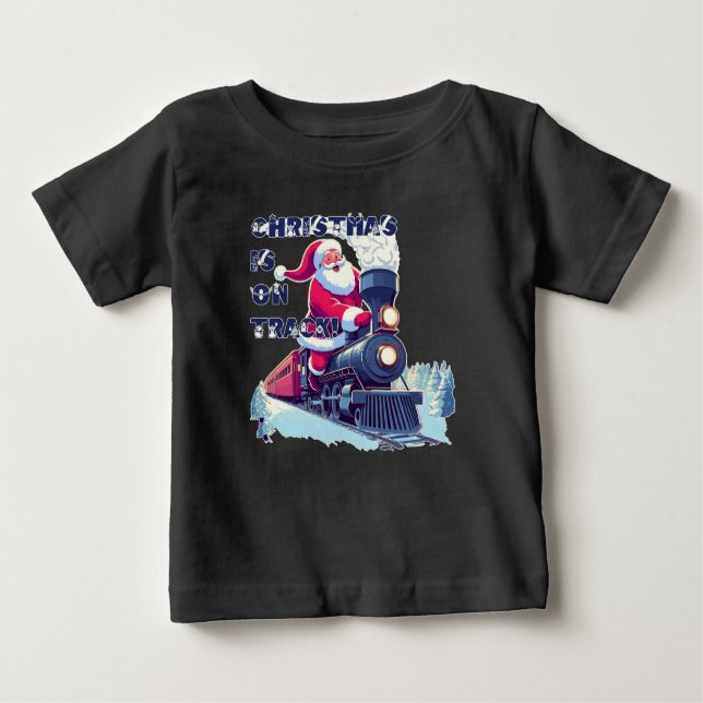 Santa auf einem Zug Baby T-shirt (Vorderseite)
