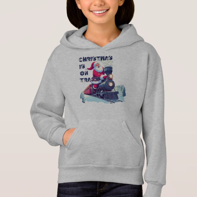 Santa auf einem Zug Hoodie (Vorderseite)