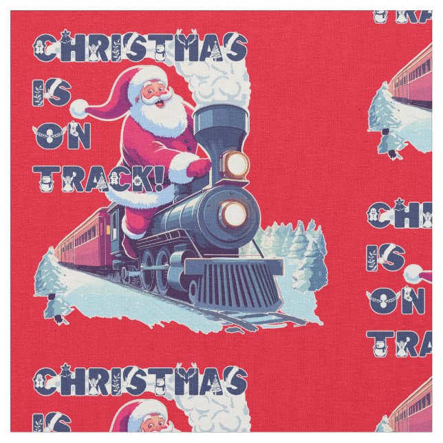 Santa auf einem Zug Stoff (Nahaufnahme)