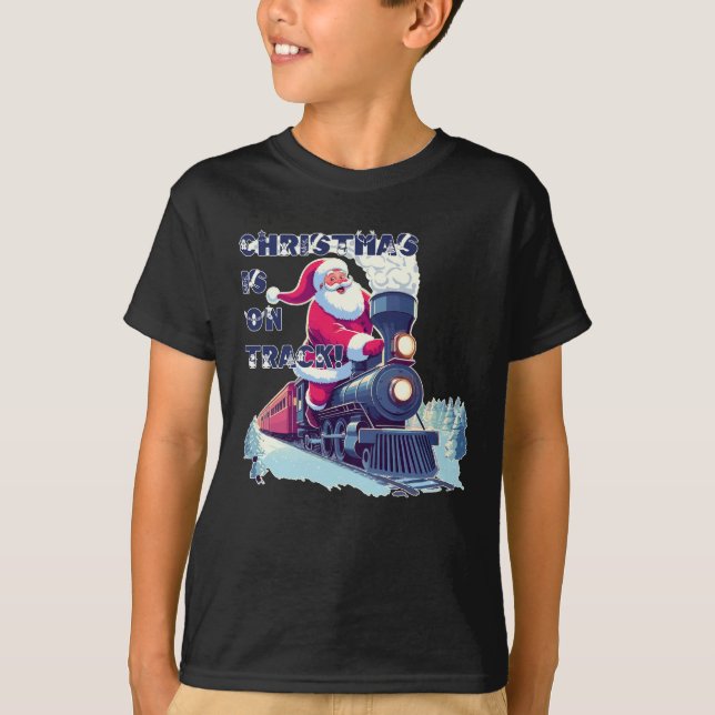 Santa auf einem Zug T-Shirt (Vorderseite)