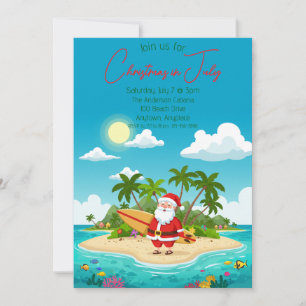Santa auf einer Insel Weihnachten im Juli Einladung