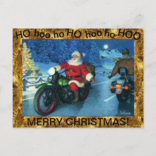 Santa auf einer Motorrad-Postkarte Postkarte