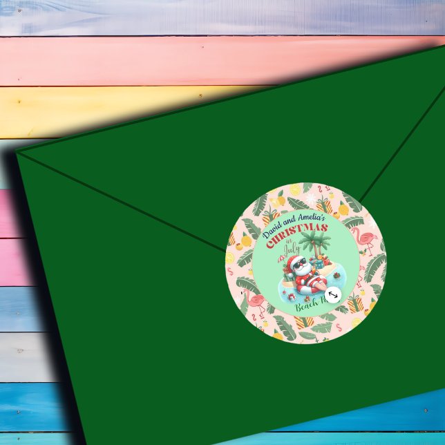 Santa auf einer tropischen Insel Weihnachten im Ju Runder Aufkleber (Von Creator hochgeladen)