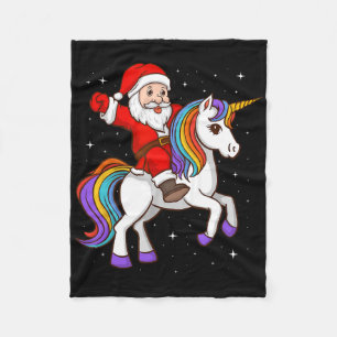 Santa auf Einhorn Mystisches Tier Xmas Magisch Fleecedecke