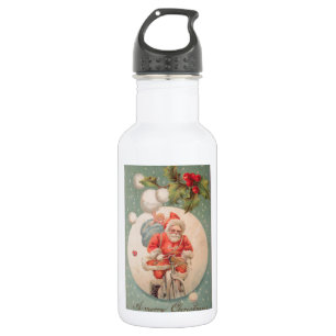 Santa auf Fahrrad Edelstahlflasche