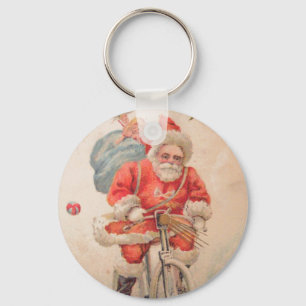 Santa auf Fahrrad Schlüsselanhänger