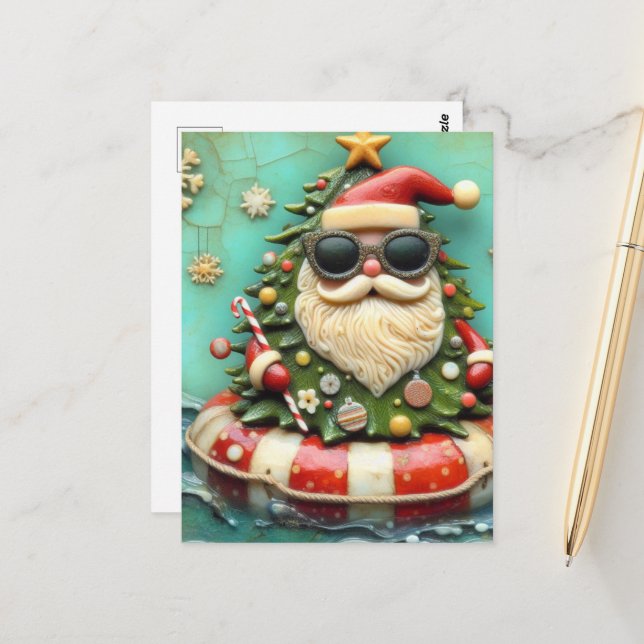 Santa auf Floattour Postkarte (Vorderseite/Rückseite Beispiel)
