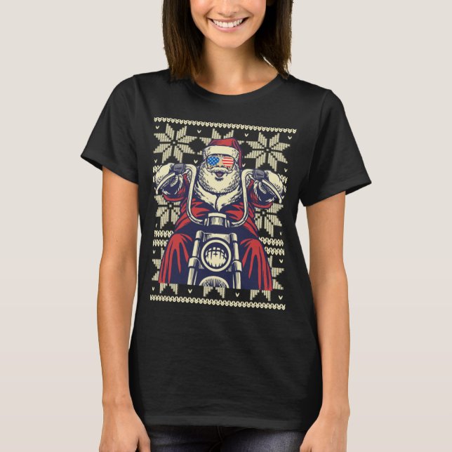 SANTA AUF MOTORCYCLE Funny Ugguges Weihnachtsgesch T-Shirt (Vorderseite)
