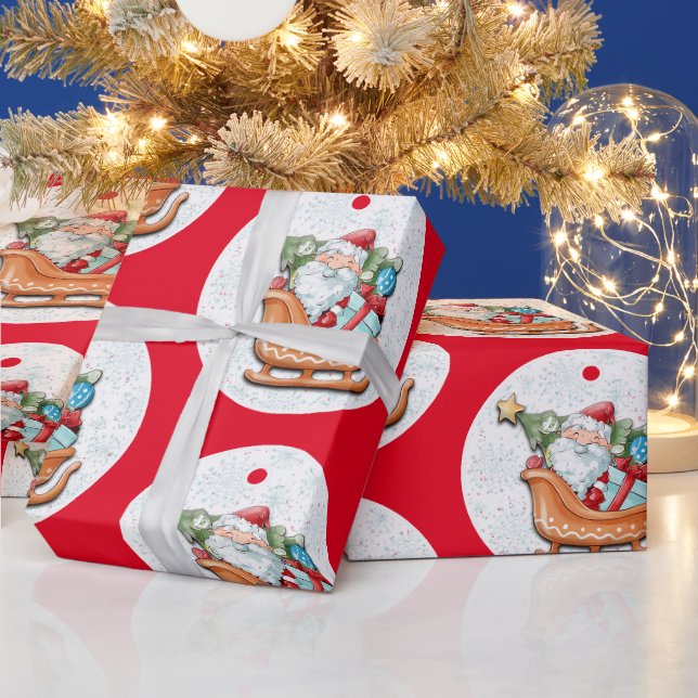 Santa auf Rot Geschenkpapier (Feiertage)