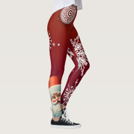 Santa auf rotem Schneeflocken Leggings
