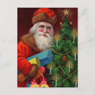 Santa auf roter Postkarte