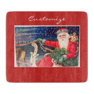Santa auf Schlitten Thunder_Cove vintage Schneidebrett
