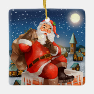 Santa auf Schornstein Keramikornament