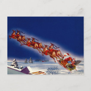 Santa auf seinem Schlitten Feiertagspostkarte