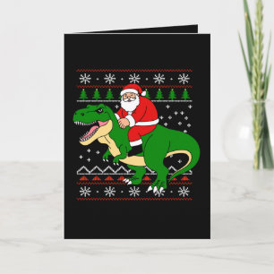 Santa auf T-Rex Weihnachten Dinosaurier hässliches Karte