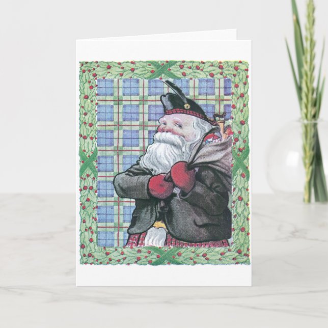 Santa aus Schottland Feiertagskarte (Vorderseite)