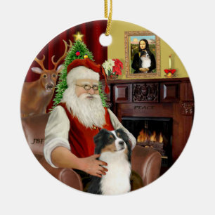 Santa-Aussie Shepherd (Tri 2) Keramikornament