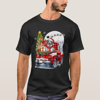 Santa Australian Shepherd on Lieferwagen Truck Chr T-Shirt