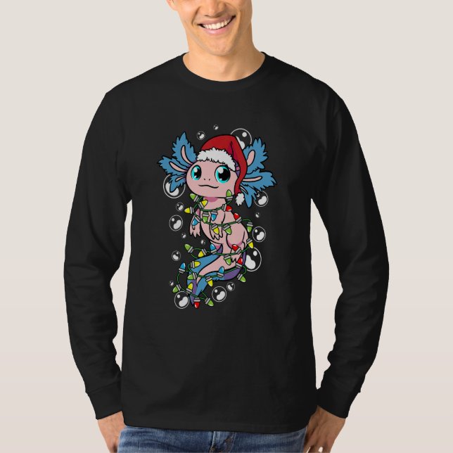Santa Axolotl Christmas Tree Lights Xmas Axolotl T-Shirt (Vorderseite)