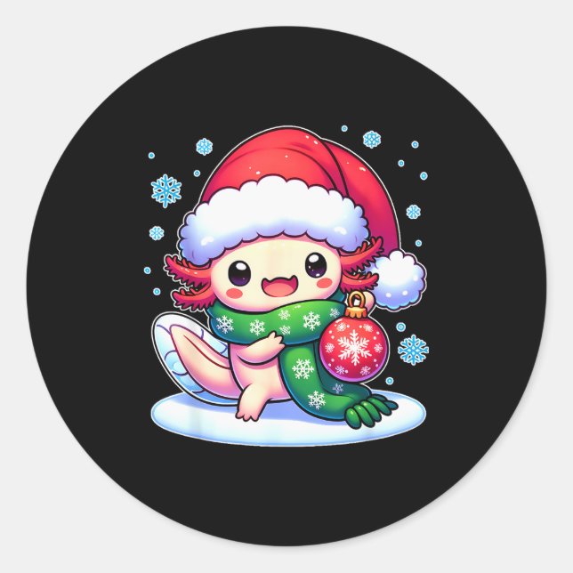 Santa Axolotl Funny Cute Xmas Funny Christmas  Runder Aufkleber (Vorderseite)