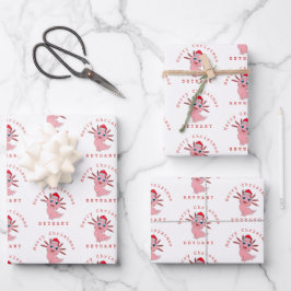 Santa Axolotl Niedliches Muster Name Frohe Weihnac Geschenkpapier Set