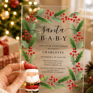 Santa Baby Acryl-Einladung zur Babyparty Acryleinladungen