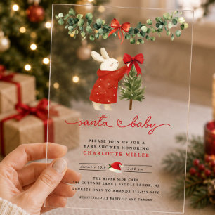 Santa Baby Acryl-Einladung zur Babyparty Acryleinladungen