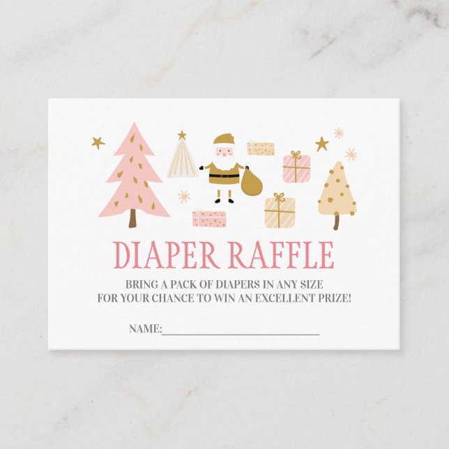 Santa Baby, Baby Girl Duwer Diaper Raffle Begleitkarte (Vorderseite)