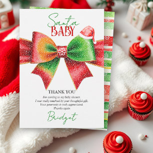 Santa Baby Baby Shower Bogen und Santa Hut Weihnac Dankeskarte